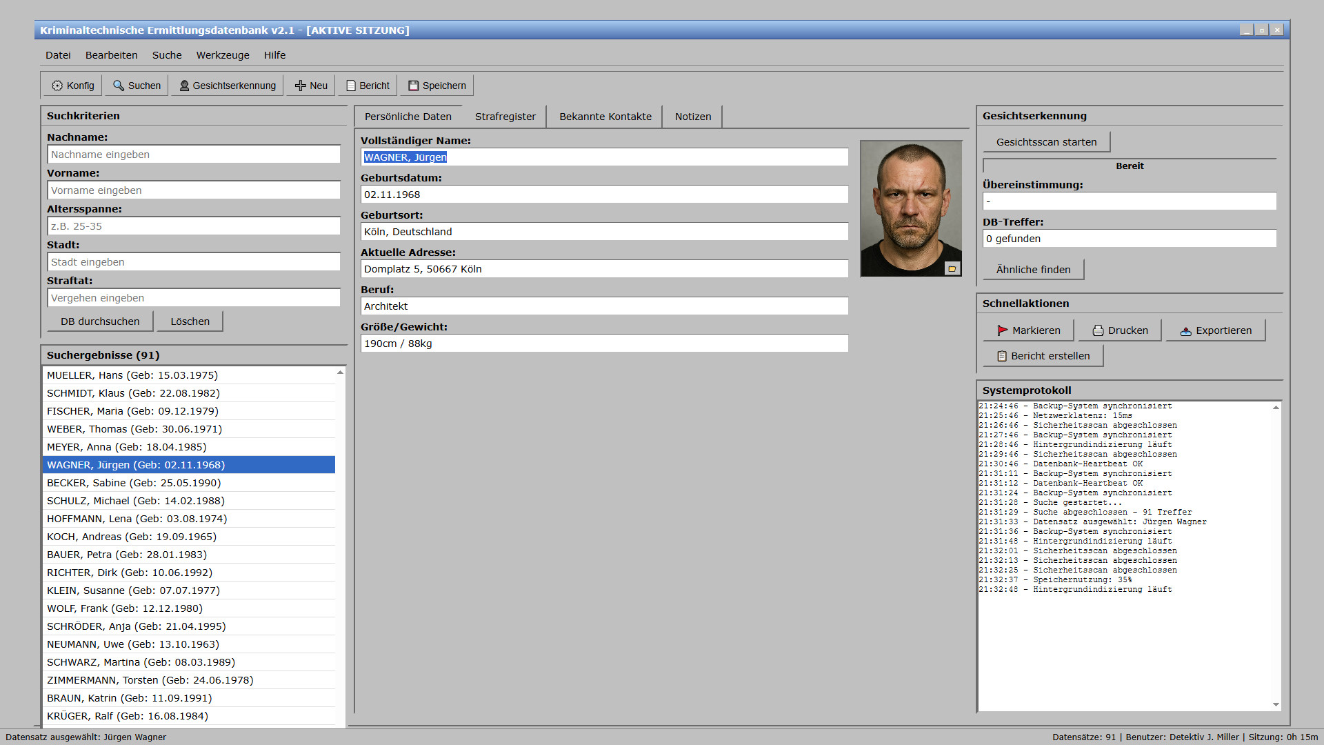 KRIMINAL Unsere Kripo Datenbank mit dem 